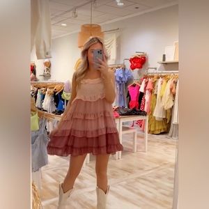 Vestique ombré ruffle dress